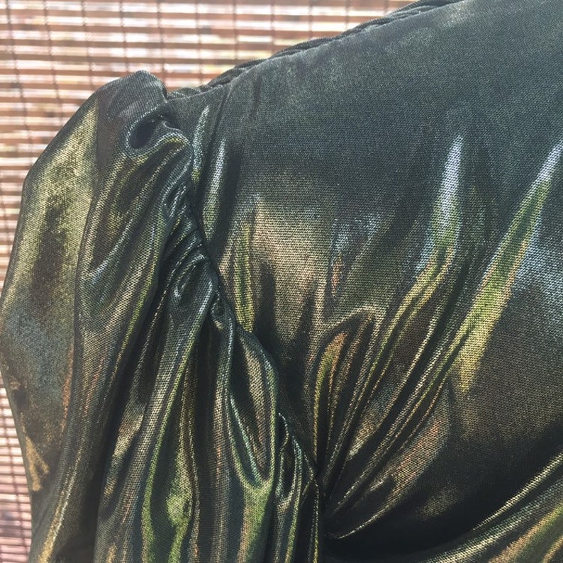 Vintage 80/'s Gold Metallic Prom Party Drop Waist Dress