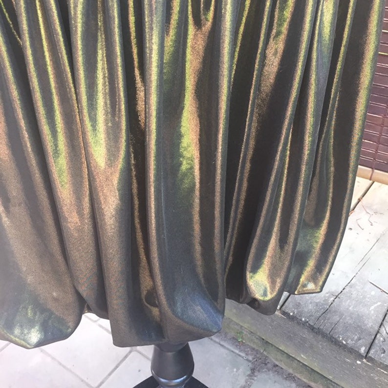 Vintage 80/'s Gold Metallic Prom Party Drop Waist Dress