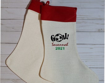 Soccer Christmas Stocking - Personalized Christmas Stocking - Soccer Stocking- Christmas Gift Bag - Sports Christmas Stocking