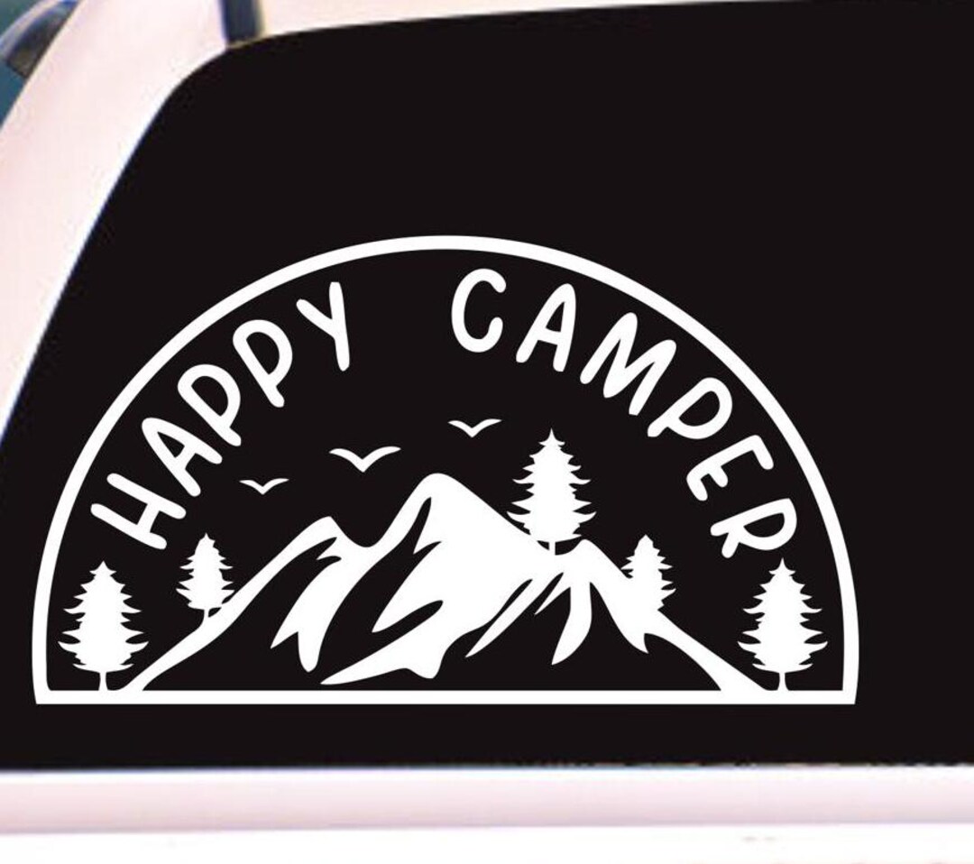 Happy Camper Camping Window Decal - Camper Bumper Sticker - Custom ...