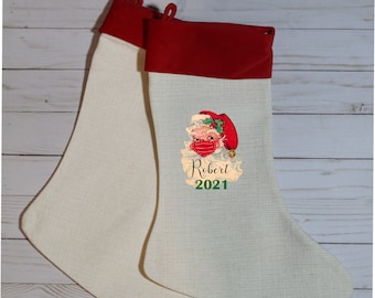 Santa Christmas Stocking - Personalized Christmas Stocking -Custom Santa Stocking- Christmas Gift Bag - Santa Christmas Stocking Stocking