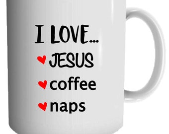 Faith Inspired 11oz Mug - Printed Mug Gift - God Lover Mug - Custom Mug - Love Jesus and Coffee Mug