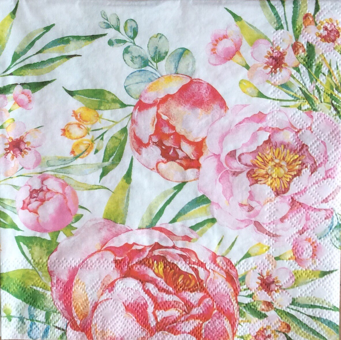Peony Paper Napkins/floral Napkin for Scrapbooking/napkin/buttercup