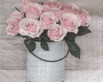 4 Vintage Floral Cocktail Größe Papier Servietten/Vintage Stlye Decoupage Serviette/Vintage Handwerk Papier/Mixed Media Handwerk/Serviettenpapier Servietten