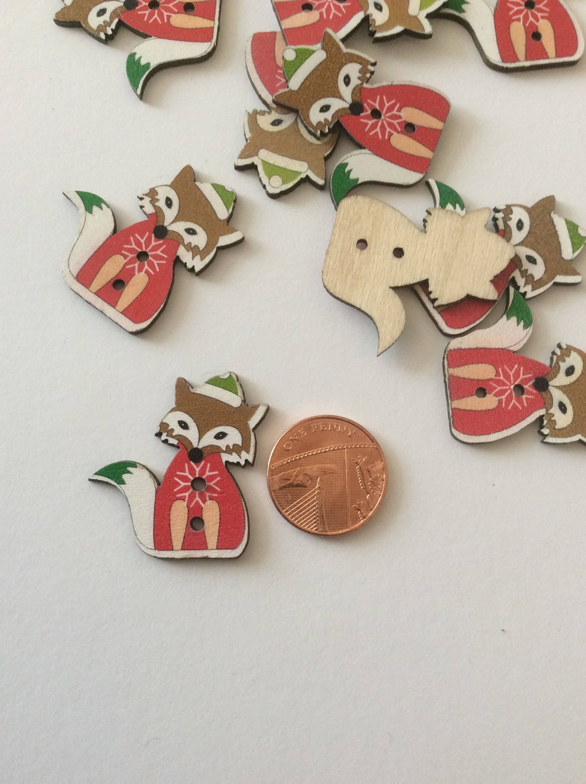 Fox Buttons/fox Buttons/wooden Fox Button/xmas Button/craft Sewing
