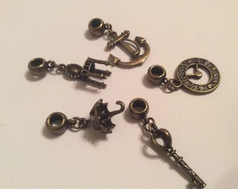5 Conceptions diverses charmes de perles de Dangle/charme de clé/charme de Brolly/charme/charme/charme en alliage de zinc pour la fabrication de bijoux/fournitures de charme de bijoux