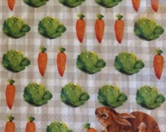 4 Servilletas de papel de Pascua/ Artesanía de Pascua/Conejo de Pascua Decoupage Napkins/Diseño de Pascua papel artesanal / artesanías de medios mixtos / servilletas de papel decoupage