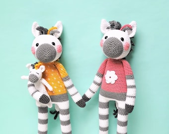 Amigurumi longleg Zebras Zara and Ziva PDF Crochet pattern Animal