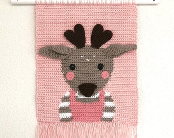 Wall hanger Reindeer Dakota PFD crochet pattern Christmas