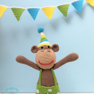 Little monkey Zeb Amigurumi Birthday PDF Crochet pattern Little monkey Zeb Crochet pattern Monkey Birthday