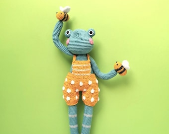 Amigurumi Long Leg Frog Farah Animal PDF Crochet Pattern Doll Toy