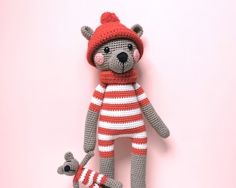 Amigurumi Long Leg Bo the brown bear PDF Crochet pattern doll toy