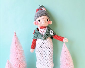 Amigurumi long leg Mrs. Claus PDF Crochet Pattern Christmas X-mas