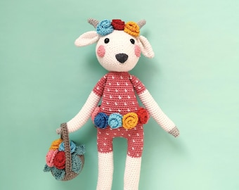 Amigurumi Long Leg Bibi the flower goat Animal PDF Crochet Pattern Doll Toy