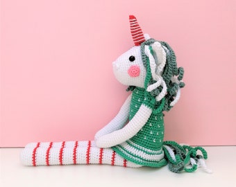 Amigurumi longleg Unicorns Lily and Rosie Christmas PDF Crochet Pattern Doll Toy X-mas