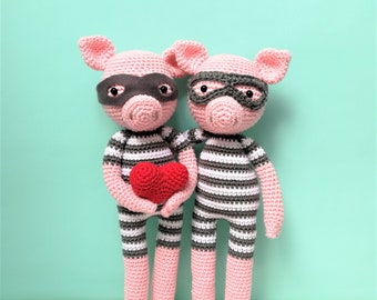 Thief of hearts Amigurumi PDF Crochet Pattern Doll Toy Love  Haakpatroon Pig Piglet Farm Animal softy