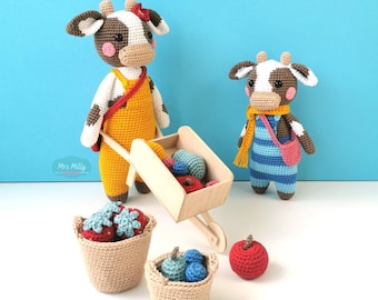 Cows Daisy and Violet Amigurumi PDF crochet pattern Doll Toy Farm