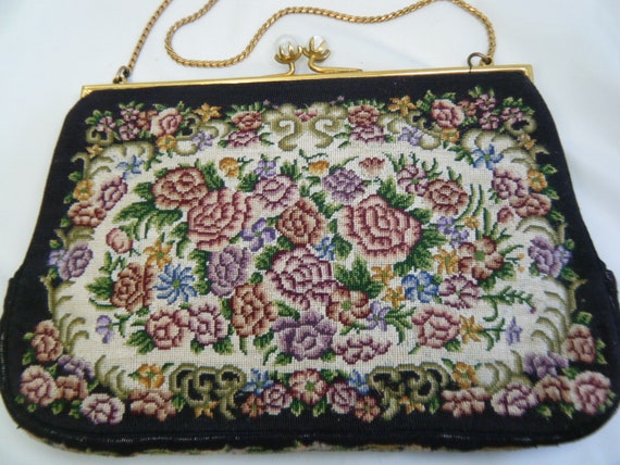 Vintage Micro Petit Point Purse Pristine Cond Nev… - image 1