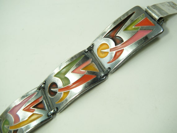 Mid-Century Modern Enamel Set Bracelet necklace/P… - image 3