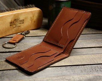 The Markhor - Handmade Leather Bi-Fold Wallet. W&C Harness Vegetable Tanned Leather in Walnut.