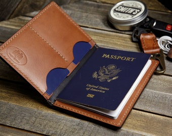 Handmade Leather Passport Travelers Wallet/Cover Lined with English Bridle.