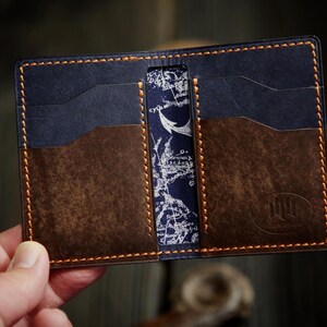 The Commander. A Handmade Leather Bi-fold Wallet with a Minimalist Design.