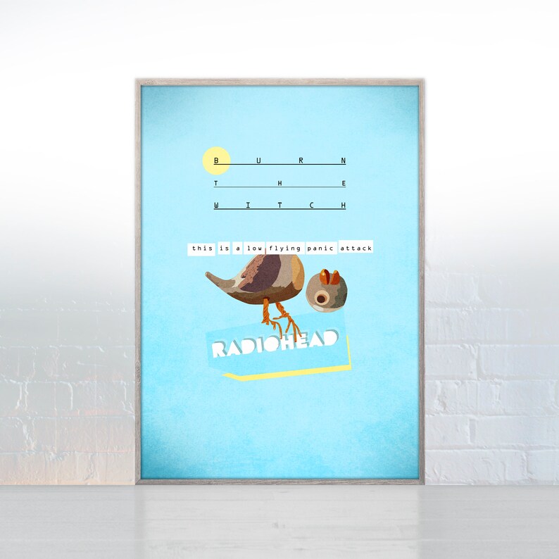 bird DOWNLOAD Blue Burn the witch Radiohead poster digital download Band Poster Radiohead album Radiohead Artwork panic attack