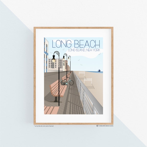 Long Beach, Long Island Travel Art Print, Wall Decor, Coastal Art, Long Island Decor