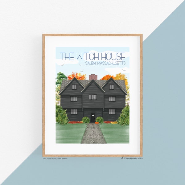 Salem Travel Art Print - The Witch House, Wall Art, Wall Decor, USA Art, Traveler Gift, Travel Memories, Travel Decor, Massachusetts, Salem