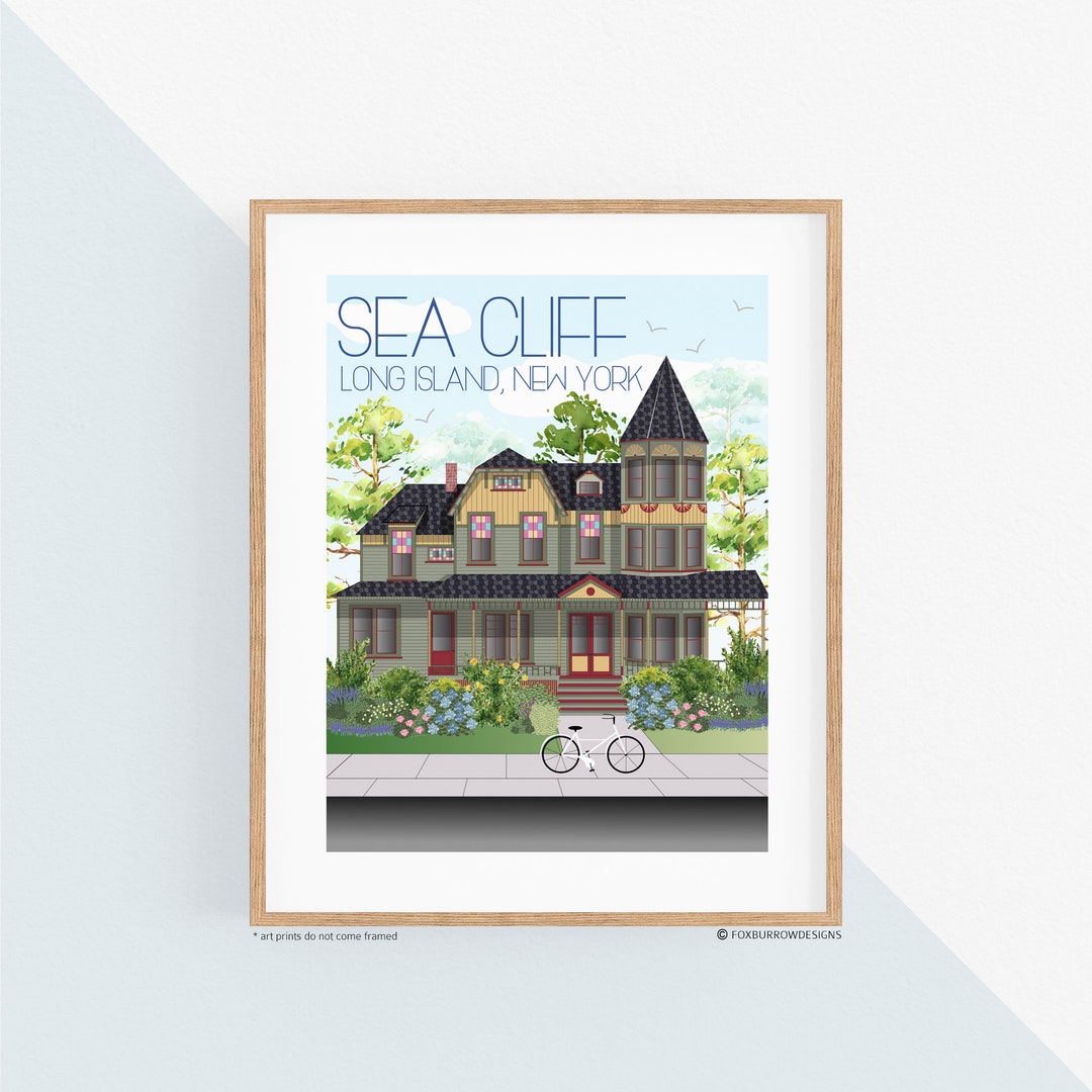 Sea Cliff, Long Island Travel Art Print, Wall Decor, Coastal Art, Long