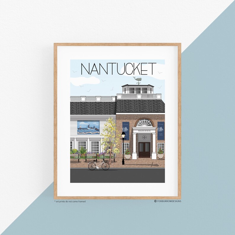 Nantucket Travel Art Print Whaling Museum, Wall Art, Wall Decor, USA Art, Traveler Gift, Travel Memories, Travel Decor, coastal decor image 1