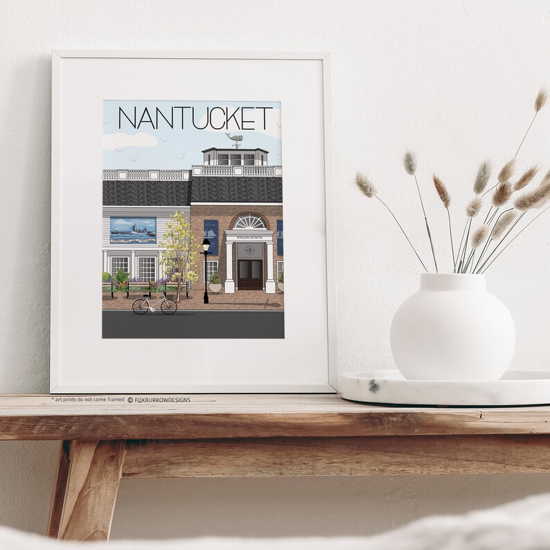 Nantucket Travel Art Print Whaling Museum, Wall Art, Wall Decor, USA Art, Traveler Gift, Travel Memories, Travel Decor, coastal decor image 3