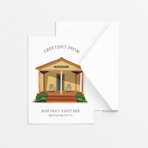 Carte de voeux Martha's Vineyard Schoolhouse, Carte de voeux unique, Carte de voeux de tous les jours, Papeterie, Idées cadeaux, Côtier, Nautique