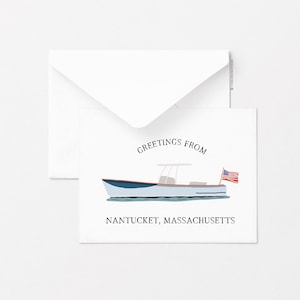 Nantucket Boat Carte de voeux, Carte de voeux simple, Carte de voeux de tous les jours, Papeterie, Idées cadeaux, Côtier, Nautique