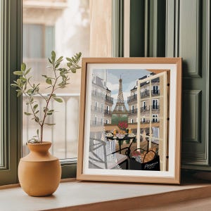 Paris Through the Window - Travel Art Print, Wall Decor, Travel Poster, Paris Art, Home Decor, Travel Illustration