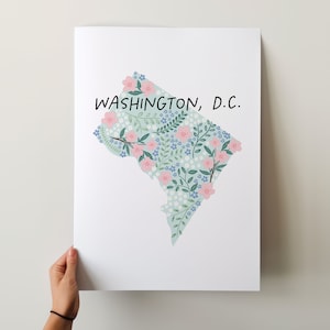 Impression d'art Washington DC - Collection 50 États, décoration murale, États-Unis, impression d'art État, idée cadeau, Art de voyage, 50 États, cartes, cartes illustrées