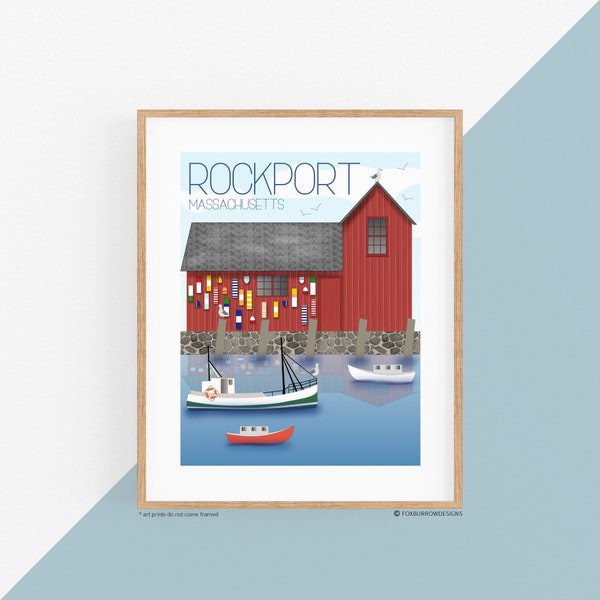 Massachusetts Travel Art Print - Rockport, Wall Art, Wall Decor, USA Art, Traveler Gift, Travel Memories, Travel Decor, Massachusetts