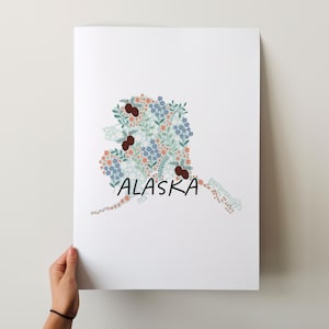 Alaska Art Print - 50 States Collection, Wall Decor, USA, State Art Print, Gift Idea, Travel Art, 50 States, Maps, Illustrated Maps
