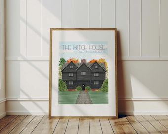 Salem Travel Art Print - The Witch House, Wall Art, Wall Decor, USA Art, Traveler Gift, Travel Memories, Travel Decor, Massachusetts, Salem