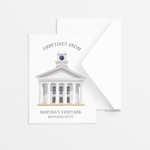 Carte de voeux Martha's Vineyard Church, Carte de voeux unique, Carte de voeux de tous les jours, Papeterie, Idées cadeaux, Côtier, Nautique