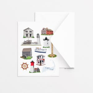 Carte de voeux Cape Cod, Carte de voeux simple, Carte de voeux de tous les jours, Papeterie, Idées cadeaux, Côtier, Nautique