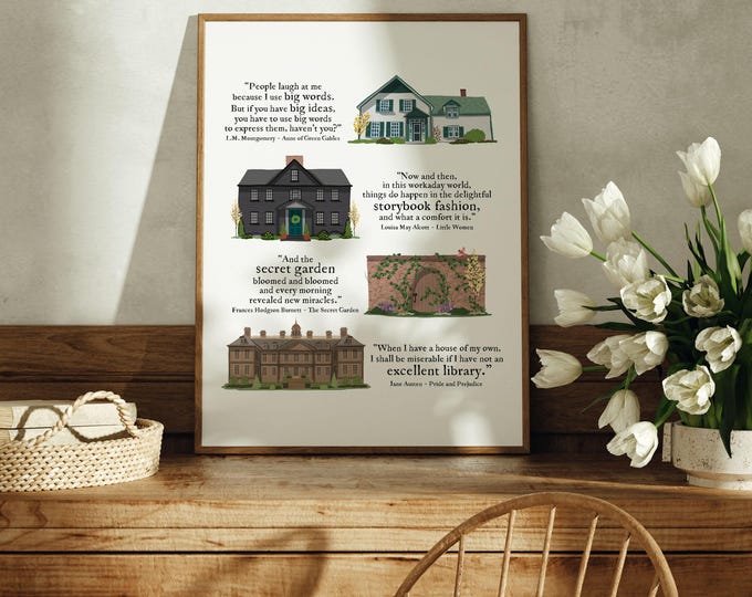 Literary Women Art Print Poster, Wall Decor, Book Lover Gift, Home Decor, Female Authors