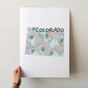 Impression d'art Colorado - Collection 50 États, décoration murale, États-Unis, impression d'art de l'État, idée cadeau, Art de voyage, 50 États, cartes, cartes illustrées