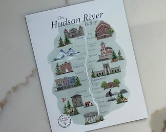 Hudson Valley Map Magnet, Oversized Refrigerator Magnet, Art Magnet