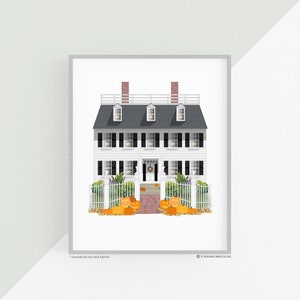 Allison's House, Fiction Inspired Art Print, Wall Decor, Holiday Art Print, Halloween Wall Decor, Halloween Gift Idea, Customizable, Salem