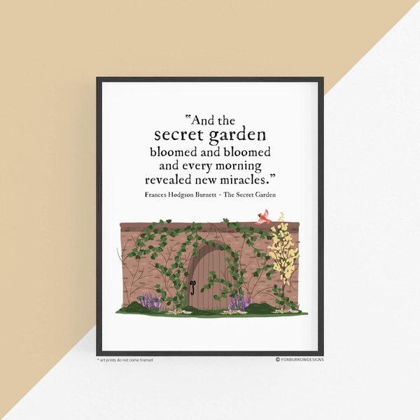 The Secret Garden, Literary Women Art Print, Wall Decor, Book Lover Gift, Home Decor, Frances Hodgson Burnett