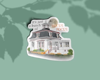 Max's House - Fiction Inspired Sticker, 3x2.7" Die Cut Sticker Halloween, Magic, Witches, Salem, Massachusetts