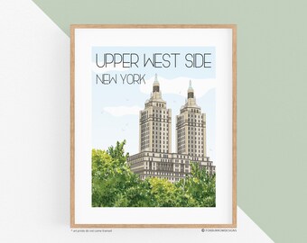 New York Travel Art Print - Upper West Side, Wall Art, Wall Decor, USA Art, Traveler Gift, Manhattan Art, City Landmarks, New York City