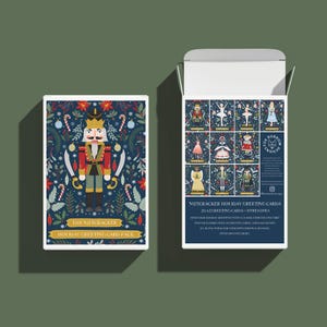 Conjunto de caixas de cartões de Natal do quebra-nozes, cartões de Natal, cartões de felicitações de Natal, ideia de presente, escritório em casa, artigos de papelaria