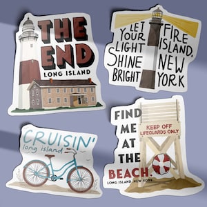 Long Island Sticker Set 2.0, 3x3 die cut stickers, montauk, fire island, lifeguard, beach life, coastal, nautical